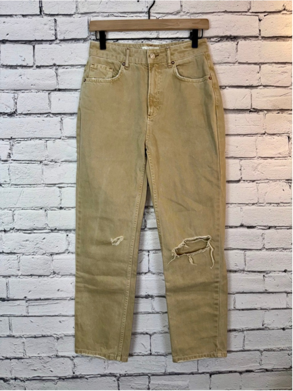 Women's We The Free Free People Jeans size 27 (US 4) Distressed Straight Leg Tan